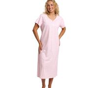 Marlon Linzi Langes Damen-Nachthemd aus weichem Jersey, Übergröße, mit Knöpfen, Gingham, 12-14