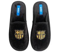 MARPEN SLIPPERS, Offizielle FC Barcelona Fußball Winter Hausschuhe mit flexibler Sohle Unisex für Herren oder Damen, Schwarz Offen, Größe 37