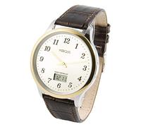 MARQUIS Bicolor Herren Funkuhr (Junghans-Uhrwerk) Edelstahlgehäuse, Braunes Lederarmband 964.4811