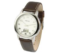 MARQUIS Elegante Herren Funkuhr (Junghans-Uhrwerk) Edelstahlgehäuse, Armband aus echtem Leder 964.4902