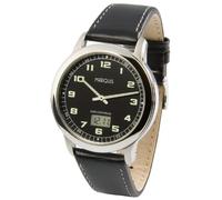 MARQUIS Elegante Herren Funkuhr (Junghans-Uhrwerk) Edelstahlgehäuse, Armband aus echtem Leder 964.4903