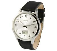 MARQUIS Elegante Herren Funkuhr (Junghans-Uhrwerk) Edelstahlgehäuse, Armband aus echtem Leder 964.6118