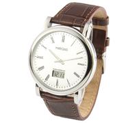 MARQUIS Elegante Herren Funkuhr (Junghans-Uhrwerk) Edelstahlgehäuse, Braunes Lederarmband 964.6066