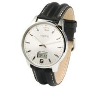 MARQUIS Elegante Herren Funkuhr (Junghans-Uhrwerk) Schwarzes Lederarmband, Edelstahlgehäuse 964.6278