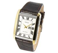 MARQUIS Herren Armbanduhr Funkuhr Braunes Lederarmband mit Edelstahlverschluss Edelstahlgehäuse 4813-231