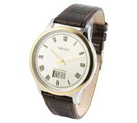 MARQUIS Herren Funkuhr, Bicolor, Braunes Lederarmband, Edelstahlgehäuse, deutsches Funkwerk, Armbanduhr 964.4910