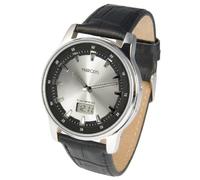 MARQUIS Sportliche Herren Funkuhr (Junghans-Uhrwerk) Tachymeter Armbanduhr, Lederarmband, Edelstahlgehäuse 964.6076