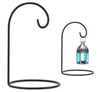 Marrakesch Deko Aesthetic Schmuckständer aus Metall in schwarz 20cm hoch | Schäferhaken klein mit Standfuß als Balkondeko | Laternenhaken stehend als Weihnachtsdeko oder Fensterbank Deko