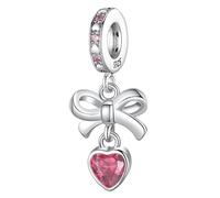 Mar's Designs - Charm mit Schleife mit rosa Herz | originelle Geschenke für Damen | Anhänger für Damen | kompatibel mit Pandora-Charm | Geschenk für Freunde, Freundin |, perro, Sterlingsilber 925,