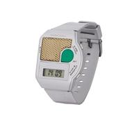 Marschall Deutsch sprechende Armbanduhr mit großem, grünem Sprachknopf I 1101M I Silber I Stündliche Zeitansage I Wecker I Perfekt für Senioren, Blinde und Demenzkranke