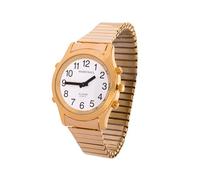 Sprechende Analog-Armbanduhr für Herren 38 mm goldfarben mit Metall-Zugband H-GM