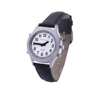 Sprechende Armbanduhr White Edition Silber-Leder Damenuhr