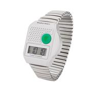 Marschall Deutsch sprechende Digitale Funkarmbanduhr mit Metallzugarmband I 1110V I Silber I Ansage von Zeit und Datum I Weckfunktion I Großes LCD Display