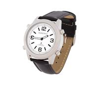 Marschall Deutsch sprechende Herren Armbanduhr I 1136L I Funkarmbanduhr I Für Blinde, Senioren und Sehbehinderte I Datum- und Zeitansage I Extra große Zeiger I Schwarzes Lederarmband