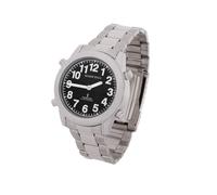 Marschall Deutsch sprechende Herren Armbanduhr I 1136s I Funkarmbanduhr I Für Blinde, Senioren und Demenzkranke I Datum- und Zeitansage I Extra große Zeiger I Metallgliederband