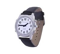 Sprechende Armbanduhr White Edition Silber-Leder Herrenuhr