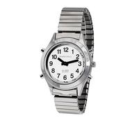 Sprechende Armbanduhr White Edition Silber-Metall Herrenuhr