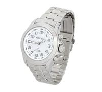 Marschall Deutsch sprechende Herren Armbanduhr I Mit Solarpanel I 1146w I Funkarmbanduhr I Für Blinde, Senioren und Demenzkranke I Datum- und Zeitansage I Vario-Edelstahlarmband