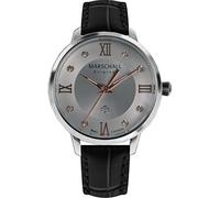 Marschall Original Damen Armbanduhr I Clasica Acera I Klassische Funkuhr mit schwarzem Lederarmband I Lumineszierende Zeiger I Modern und leistungsstark