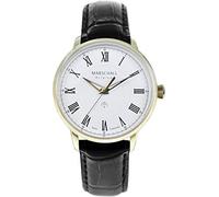 Marschall Original Herren Armbanduhr I Clasico ORO Blanc I Klassische Funkuhr mit schwarzem Lederarmband I Lumineszierende Zeiger I Modern und leistungsstark