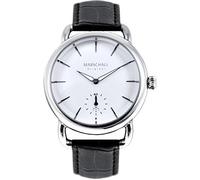 Marschall Original Herren Armbanduhr I Doble Acero Blanc I Funkuhr mit schwarzem Lederarmband I Lumineszierende Zeiger I Elegant und minimalistisch