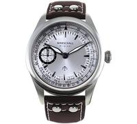 Marschall Original Herren Armbanduhr I Pilota Acero I Piloten-Funkuhr mit braunem Lederarmband I Luminiszierende Zeiger I Modern und leistungsstark