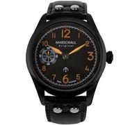 Marschall Original Herren Armbanduhr I Pilota Arancio I Piloten-Funkuhr mit schwarzem Lederarmband I Lumineszierende Zeiger I Modern und leistungsstark