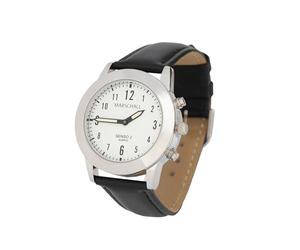 Marschall Senso Deutsch sprechende Damen Armbanduhr I S-DL 2 I Mit Touch Funktion I Für Blinde, Senioren und Demenzkranke I Datum- und Zeitansage I Schwarzes Lederarmband