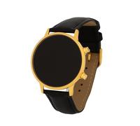 Marschall Senso Smart I S-BG I Deutsch sprechende Uhr mit Touch Glas I Einfache Bedienung I Alarmfunktion I Perfekt für Senioren, Blinde und Demenzkranke I Goldfarben mit Lederarmband