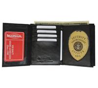 MARSHAL Dreifach gefaltete Polizei-Geldbörse mit ovalem Ausweishalter, Schwarz, Einheitsgröße, Schwarz, One Size, Kompakt