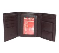 MARSHAL Kinder-Geldbörse aus echtem Leder, schmal, kompakt, Ausweis- und Münzfach, dreifach gefaltet, Schwarz, Burgunder, small, Dreifach gefaltete Brieftasche