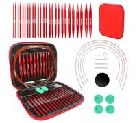 Marsred 13 Paar Stricknadeln Set mit 40-100cm Kabelt, 3.0-10.0mm Austauschbar Rundstricknadeln Set, Metall Strickset mit Aufbewahrungstasche für Anfänger, Stricken,Geschenk (Rund)