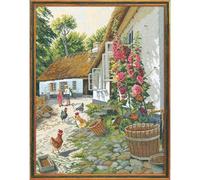 MARUSSIA Eva Rosenstand Kreuzstich Set Stockrose, Zählmuster, 48x67cm