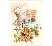 MARUSSIA Magic Needle Zweigart Edition Kreuzstich Stickpackung Die alte Wassermühle, Zählmuster, 28x38cm