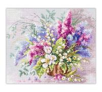 MARUSSIA Magic Needle Zweigart Edition Kreuzstich Stickpackung Maiglöckchen und Flieder, Zählmuster, 28x23cm