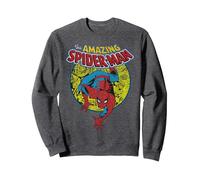 Marvel Amazing Spider-Man Vintage Comic Sweatshirt, Unisex für Erwachsene, Anthrazit Meliert, M