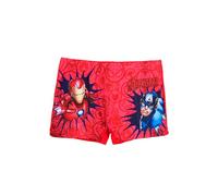 Marvel Avengers Badehose Jungen Kinder Badeshorts Iron Man Captain America (DE/NL/SE/PL, Numerisch, 128, Regular, Rot)