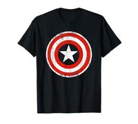 Marvel Avengers Captain America Shield Cracked T-Shirt, Schwarz, S, Kurzarm, Comic-Klassisch, Unisex, Kinder, Erwachsene, Klassisch geschnitten, Cartoon-Muster