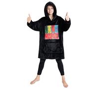 Marvel Avengers Deckenpullover Kinder Hoodie Blanket - Kuscheldecke mit Ärmeln aus weichem Fleece Material, übergroßer Kapuzenpullover für Jungen & Mädchen - Schwarz