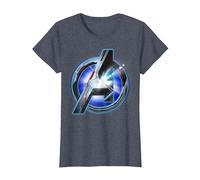 Marvel Avengers Endgame Avenger Tech Logo Shine T-Shirt, Damen, Blau Meliert, M