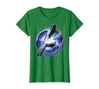 Marvel Avengers Endgame Avenger Tech Logo Shine T-Shirt, Damen, Dunkelgrün, S