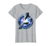 Marvel Avengers Endgame Avenger Tech Logo Shine T-Shirt, Damen, Grau Meliert, M