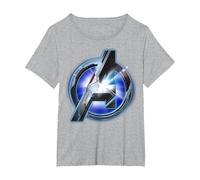 Marvel Avengers Endgame Avenger Tech Logo Shine T-Shirt, Damen Große Größen, Grau Meliert, 1X