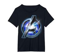 Marvel Avengers Endgame Avenger Tech Logo Shine T-Shirt, Damen Große Größen, Schwarz, 4X