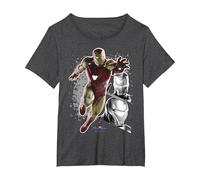 Marvel Avengers Endgame Iron Man Panel Pose Premium Tee T-Shirt, Damen Große Größen, Anthrazit Meliert, 6X