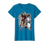 Marvel Avengers Endgame Iron Man Panel Pose Premium Tee T-Shirt, Damen, Saphir, S