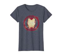 Marvel Avengers Endgame Iron Man Sprühfarbe, Logo T-Shirt, Damen, Blau Meliert, M