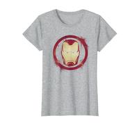 Marvel Avengers Endgame Iron Man Sprühfarbe, Logo T-Shirt, Damen, Grau Meliert, S