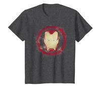 Marvel Avengers Endgame Iron Man Sprühfarbe, Logo T-Shirt, Kinder, Anthrazit Meliert, 92