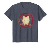 Marvel Avengers Endgame Iron Man Sprühfarbe, Logo T-Shirt, Kinder, Blau Meliert, 92
